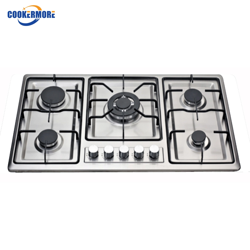 Stainless Steel Built in Panel 5 Burners Cooktop Gas Hob