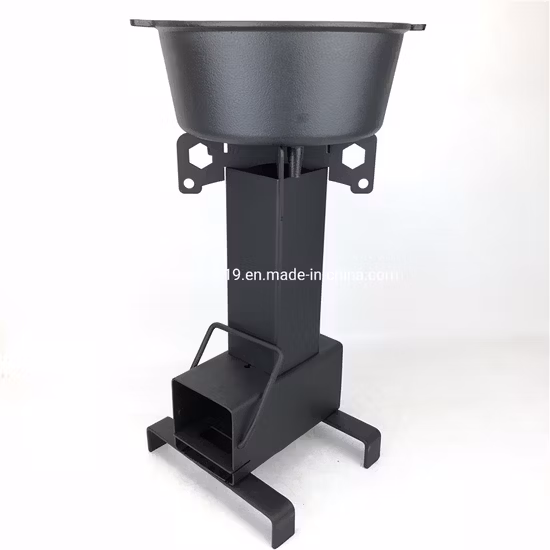 Réchaud de camping avec poignée, réchaud de randonnée à assemblage rapide, facile à monter avec camping-car et portable pour essai de survie, poêle à fusée à bois, sans gaz ni électricité