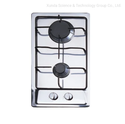 Mini cuisinière à gaz Lotus Flame à double brûleur, plaque de cuisson à gaz intégrée en acier inoxydable
